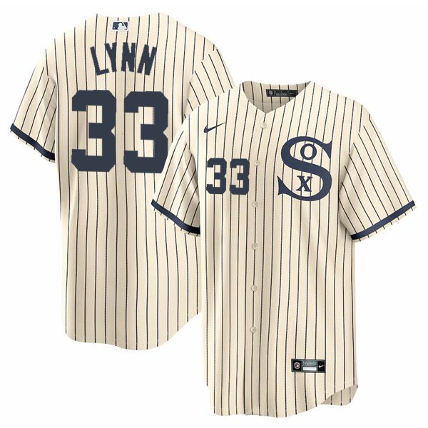 Men Chicago White Sox #33 Lynn Cream stripe Dream version Game Nike 2021 MLB Jersey->chicago white sox->MLB Jersey